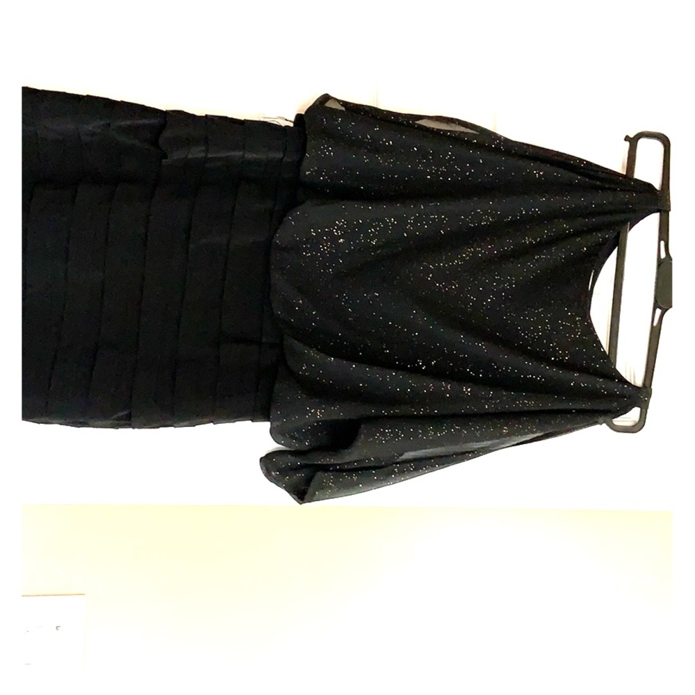 Lovely short black dress with gold glitter sheer